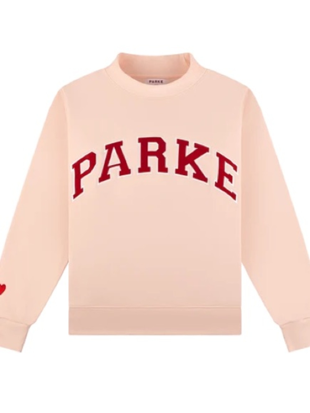 Parke Women's Crewneck Sweatshirt in Pale Pink with Red Logo
